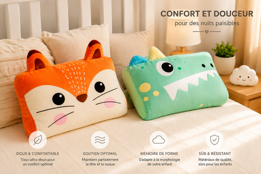 Oreiller Enfant Ergonea™ – Douceur & Confort Ludique