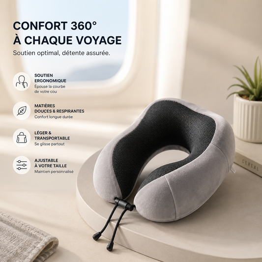 Coussin de Voyage Ergonomique Ergonea™ – Maintien Cervical 360°