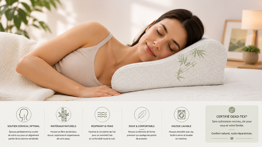 Oreiller Ergonomique Bambou Ergonea™ – Soutien Cervical & Mémoire de Forme