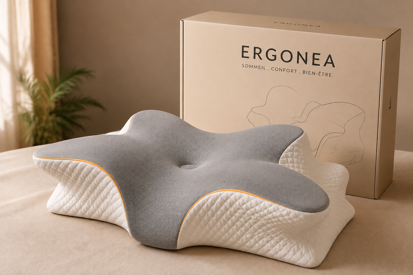 Oreiller Ergonomique Ergonea™ – Confort & Soutien Cervical