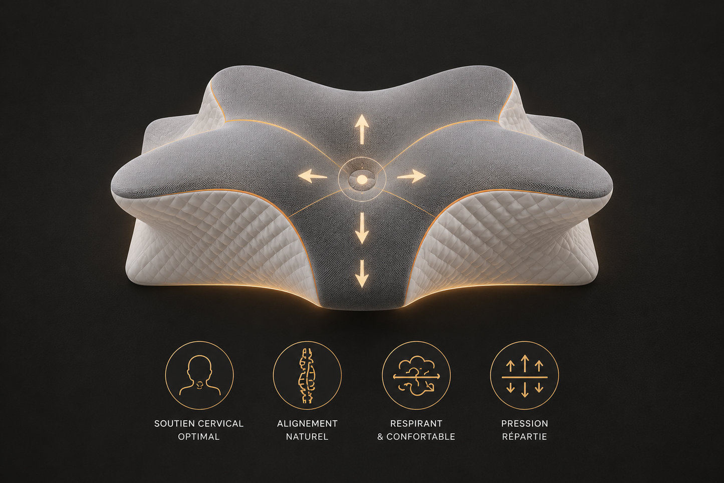 Oreiller Ergonomique Ergonea™ – Confort & Soutien Cervical