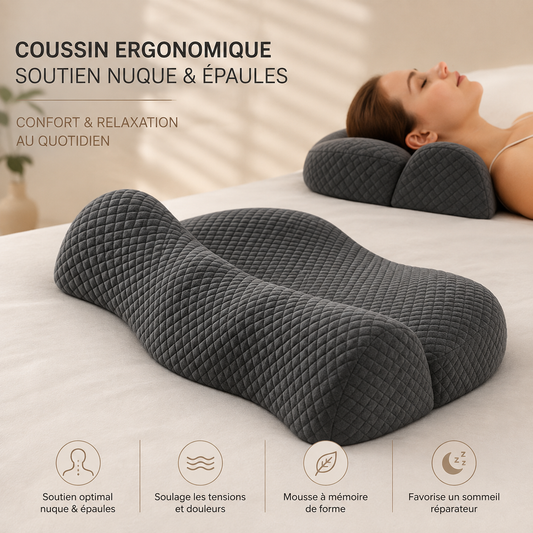 Oreiller Cervical Ergonea™ – Soutien Nuque & Épaules