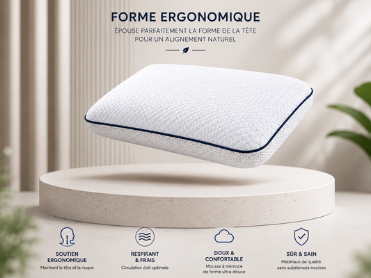 Oreiller Enfant Ergonea™ – Mémoire de Forme & Soutien Ergonomique