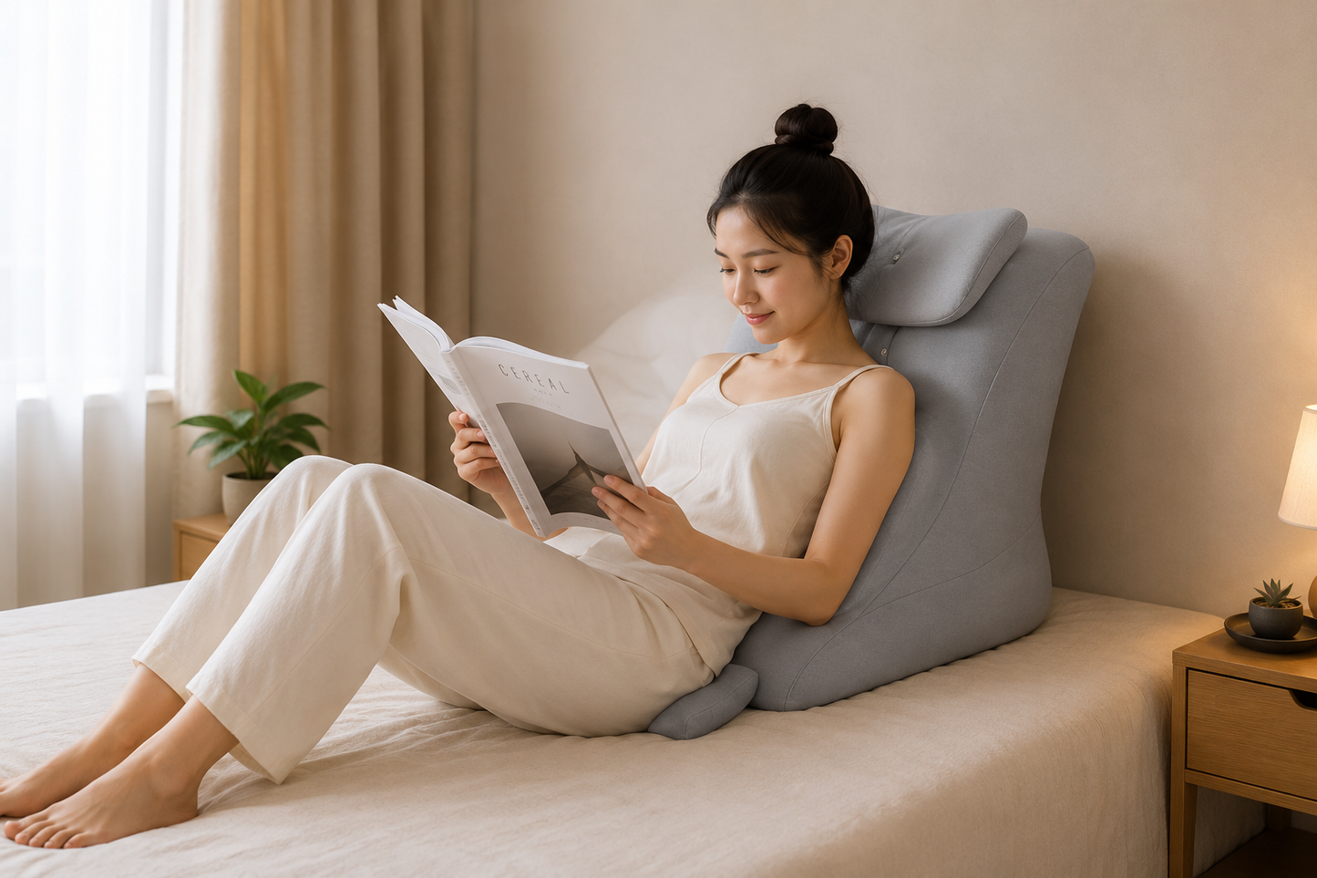 Coussin de Lecture Ergonomique Ergonea™ – Soutien Dos & Nuque